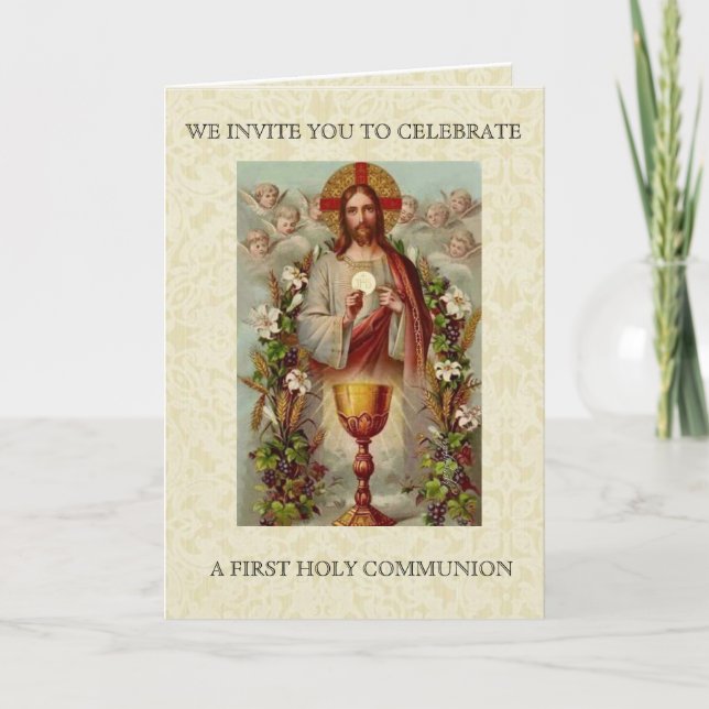 Primera Comunión Católica Invitación Jesús (Anverso)
