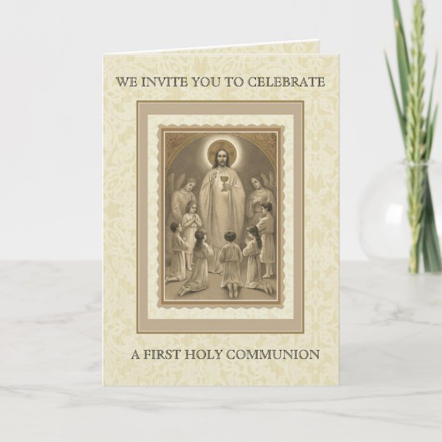 Primera Comunión Católica Jesús Invitación (Anverso)