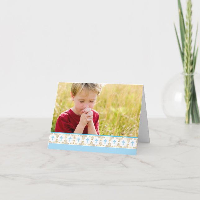 Primera Comunión, cristianismo | Tarjeta de agrade (Anverso)