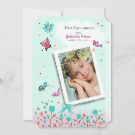 Primera Comunión Floral | Invitaciones de Foto