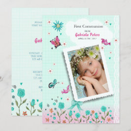 Primera Comunión Floral | Invitaciones de Foto
