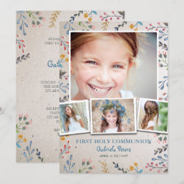 Primera Comunión Floral | Invitaciones de Foto