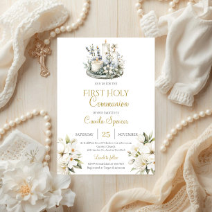 Primera Comunión floral para invitación de niña