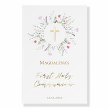 Primera Comunión flores silvestres marco de cartón