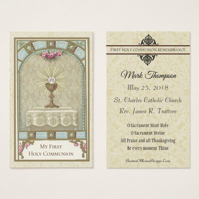 PRIMERA COMUNIÓN SAGRADA EUCARISTÍA EN EL ALTAR (Anverso y reverso)