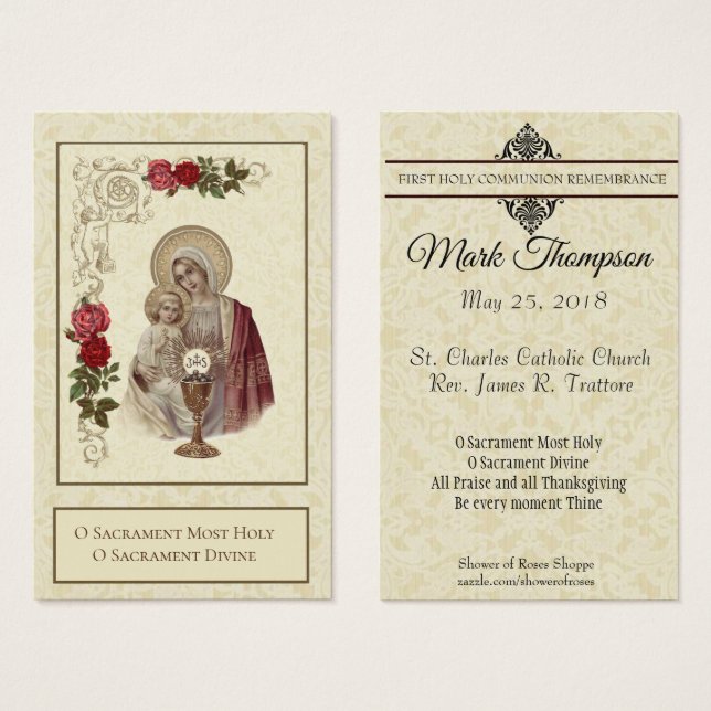PRIMERA COMUNIÓN SAGRADA VIRGEN MARÍA JESÚS (Anverso y reverso)