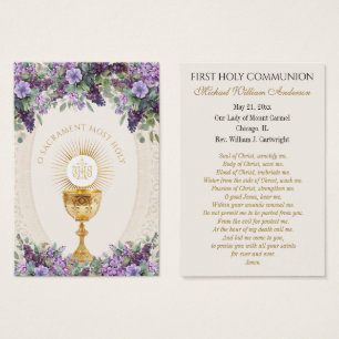 Primera Comunión Tarjeta de Recuerdo Católica