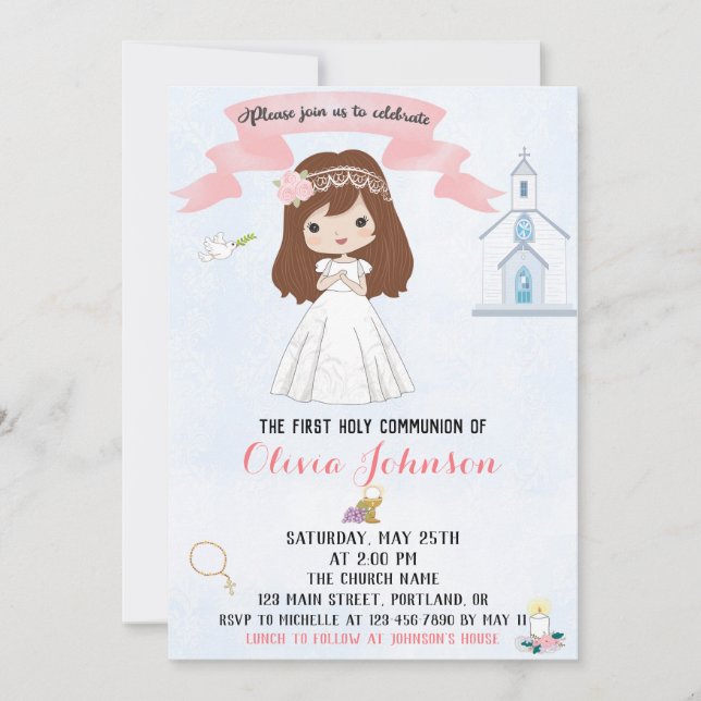 Primera confirmación del Chica de la invitación de (Anverso)