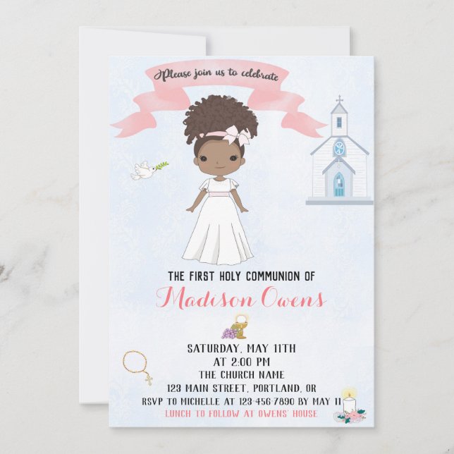 Primera confirmación del Chica de la invitación de (Anverso)