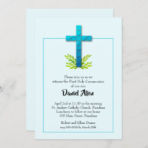 Primera cruz comunitaria sobre invitaciones azules