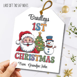 Primera etiqueta de regalo de Navidad grande
