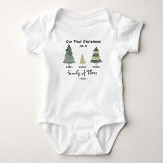 Primera familia navideña de tres camisetas bebé