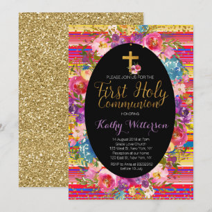 Primera fiesta colorida de invitación a la Santa C