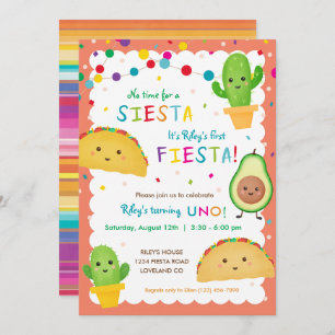 Primera fiesta de cumpleaños invitación con taco