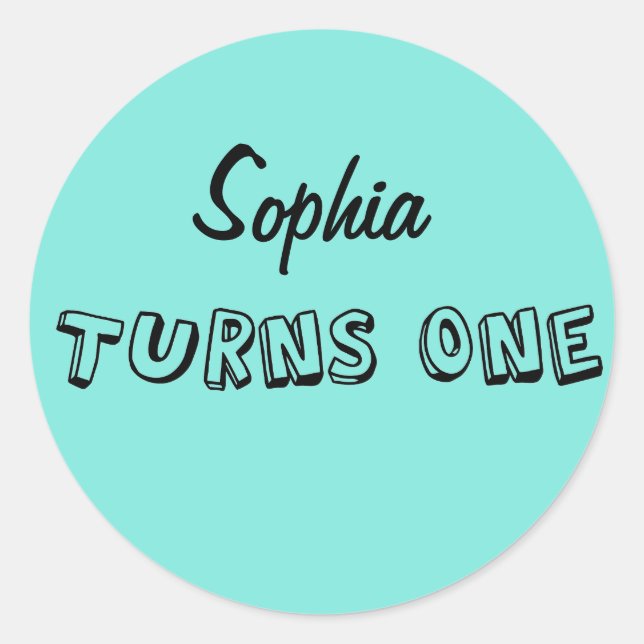 Primera fiesta de cumpleaños y Pegatina a favor (Anverso)