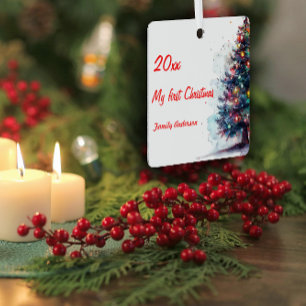 Primera foto de árbol de Navidad Ornamento Metaliz