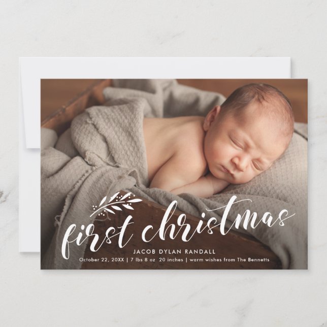 Primera foto de bebé manuscrita de Navidad (Anverso)