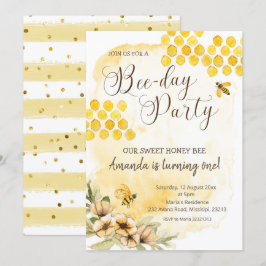 Primera invitación a fiesta de cumpleaños de Bee