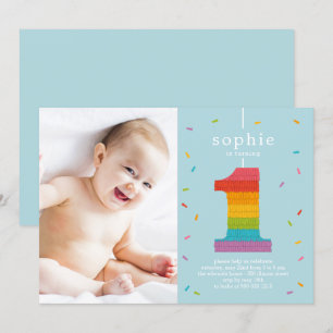 Primera invitación a fiesta de cumpleaños para beb