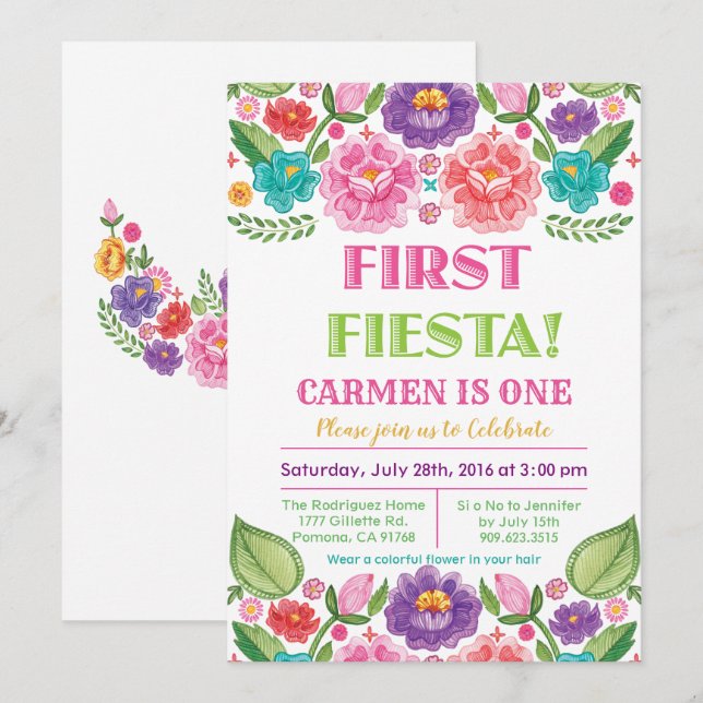 Primera Invitación a Fiesta Floral (Anverso / Reverso)