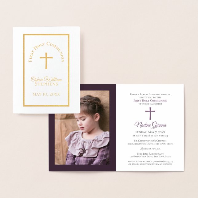 Primera invitación a la comunión con foto (Demostración)