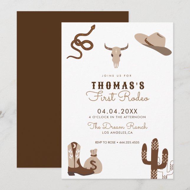 Primera invitación a la fiesta de cumpleaños de Ro (Anverso / Reverso)