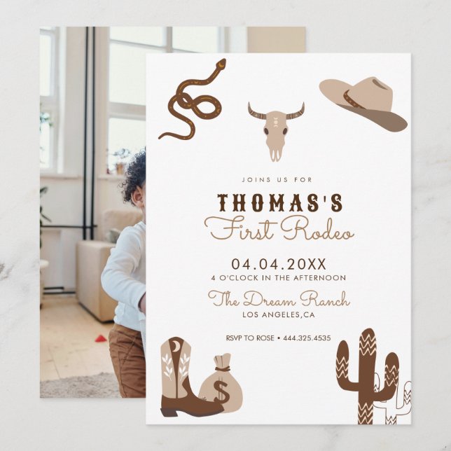 Primera invitación a la fiesta de cumpleaños de Ro (Anverso / Reverso)