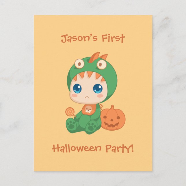 Primera invitación a la fiesta de halloween Baby D (Anverso)