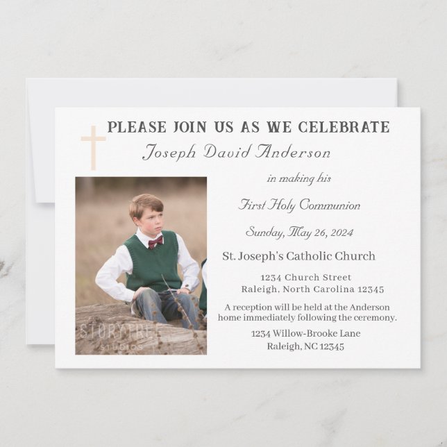 Primera invitación a la foto de la Santa Comunión (Anverso)