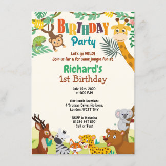 Primera invitación a la selva de cumpleaños