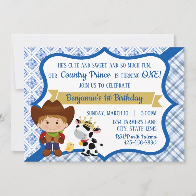 Primera invitación a príncipe de cumpleaños (Anverso)