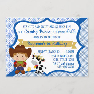 Primera invitación a príncipe de cumpleaños
