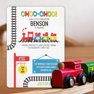 Primera invitación a tomar tren de cumpleaños