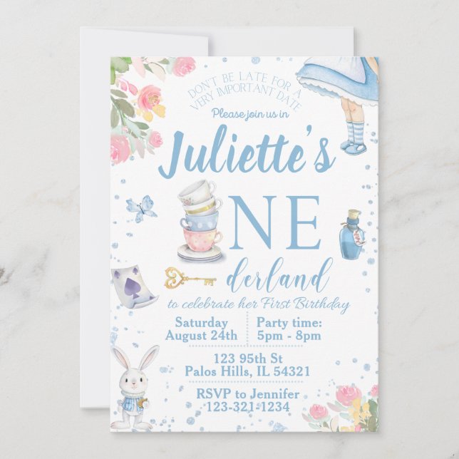 Primera invitación al cumpleaños de Alice in Wonde (Anverso)