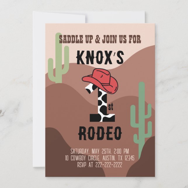 Primera invitación al cumpleaños de Rodeo (Anverso)