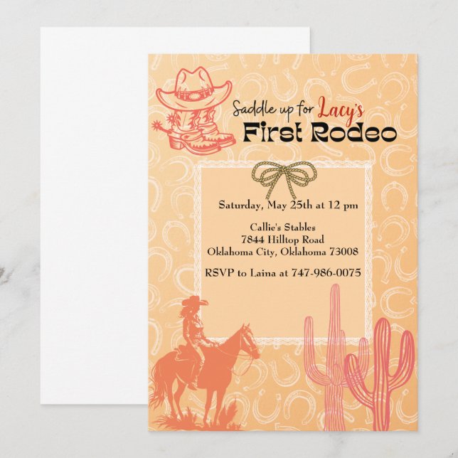 Primera invitación al cumpleaños de Rodeo (Anverso / Reverso)