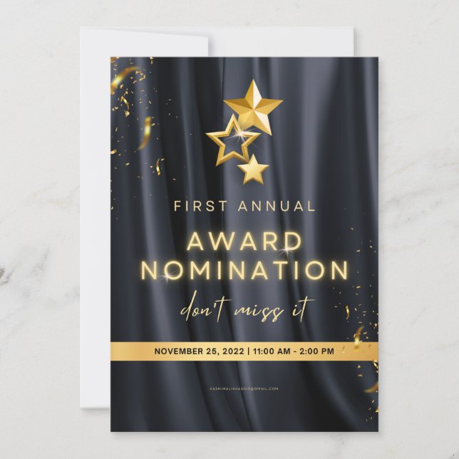 Primera invitación anual de premio Tarjeta editabl (Anverso)