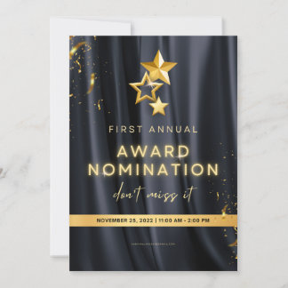 Primera invitación anual de premio Tarjeta editabl