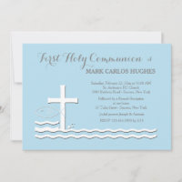 Primera invitación azul de la Comunión