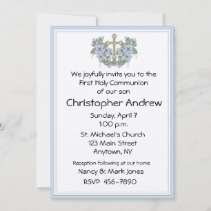 Primera invitación azul de la Comunión