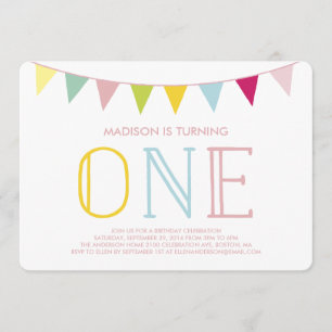 Primera invitación colorida del cumpleaños del