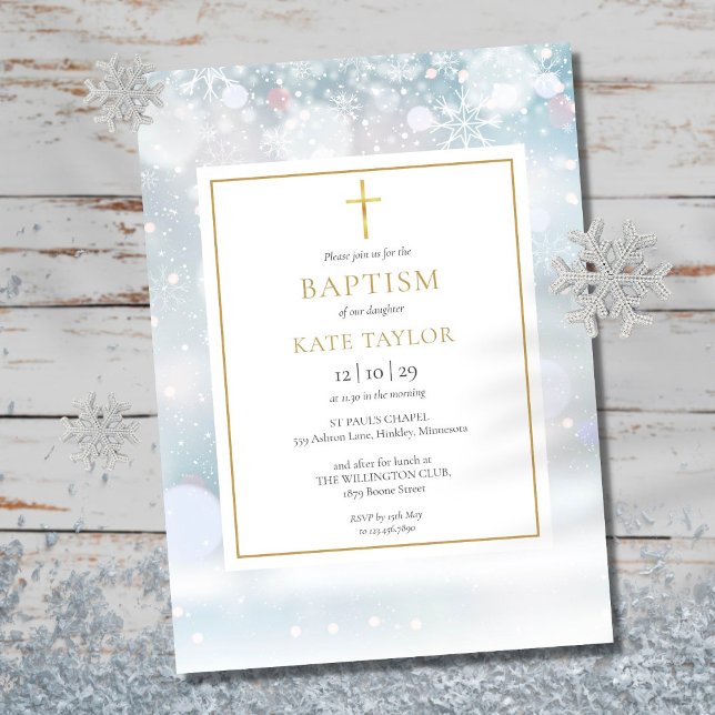 Primera Invitación de Bautizo de Copos de Nieve de (Subido por el creador)
