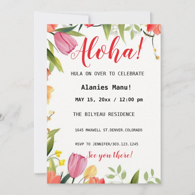 Primera invitación de cumpleaños (Anverso)