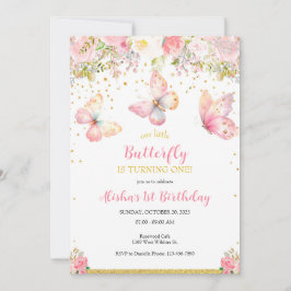 Primera invitación de cumpleaños a la mariposa ros