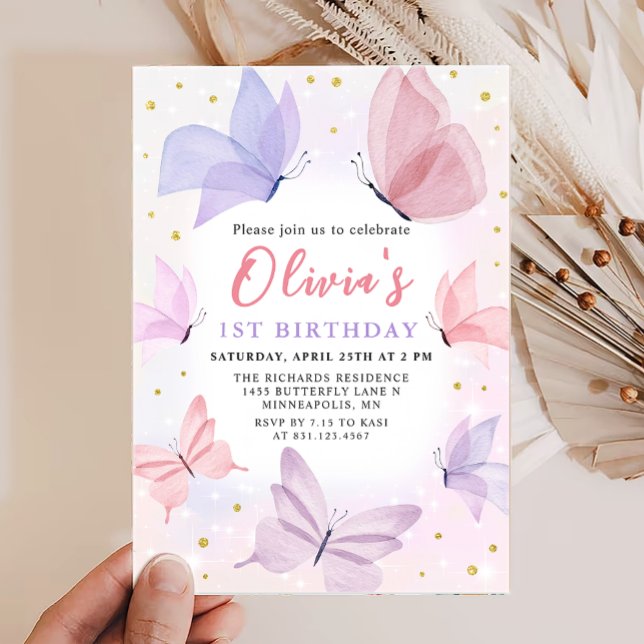 Primera invitación de cumpleaños a la mariposa ros (Subido por el creador)