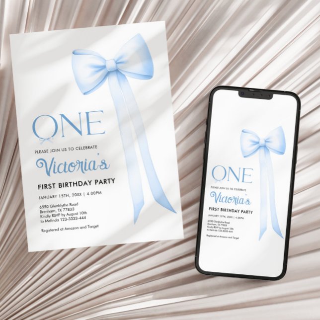 Primera invitación de cumpleaños, Blue Coquette Bo (Subido por el creador)