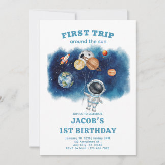 Primera invitación de cumpleaños con el planeta de