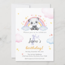 Primera invitación de cumpleaños - Cute Panda con 