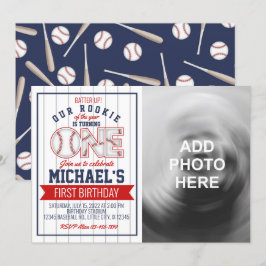Primera invitación de cumpleaños de béisbol con fo