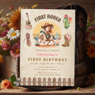 Primera invitación de cumpleaños de Cowgirl Rodeo